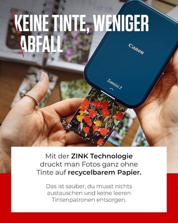 Canon Zoemini 2 Marineblau: Міні-принтер для фотографій, Bluetooth, мобільний, з акумулятором