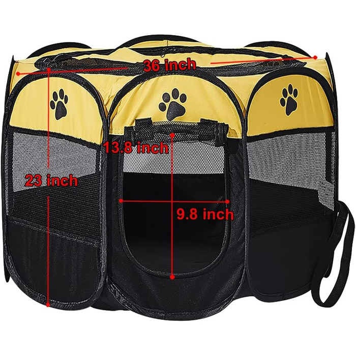 Клітка-манеж для собак та котів XianghuangTechnology, жовта, портативна, складана, діаметр 78,9 см x висота 58,9 см