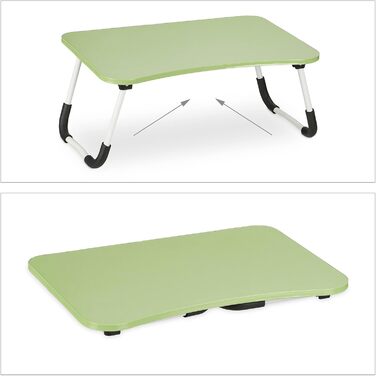 Столик для ноутбука Relaxdays на ліжко/диван, 26 x 63 x 40 см, розкладний, зелений, MDF, метал