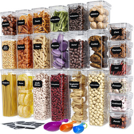 Набір контейнерів WellGro для зберігання продуктів з етикетками, крейдою та мірними ложками. 24 шт. BPA-free, герметичні, з кришкою, миє в посудомийній машині.