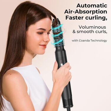 UKLISS Air Styler 7 в 1: Фен-щітка з 7 насадками для сушіння, укладання та об'єму волосся. Іонізація, чорно-срібний