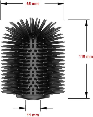 Набір для чищення унітазу WAVEWO з кріпленням на стіну, силіконова щітка та тримач, квадратна щітка з нержавіючої сталі 304, 2 насадки (чорна TPR)