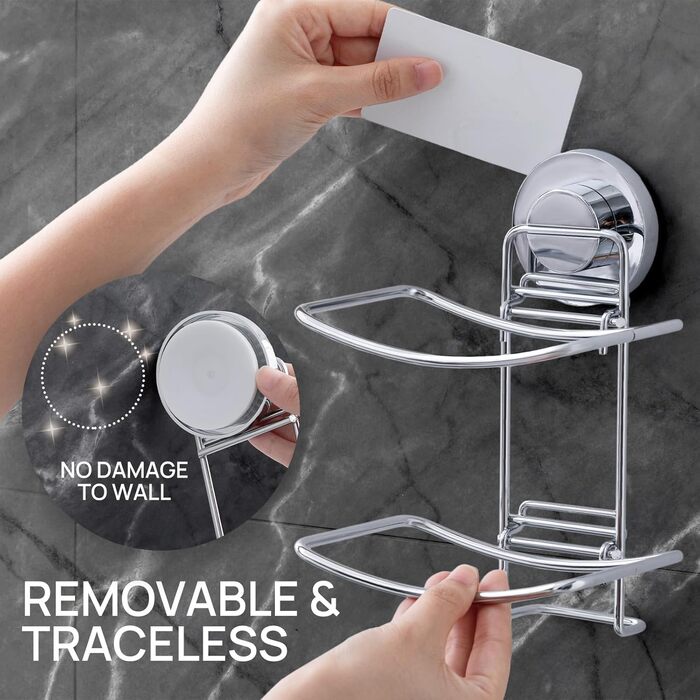 Хромована мильниця з піддоном для води, настінна, без свердління, для ванної кімнати та кухні (5 кг)