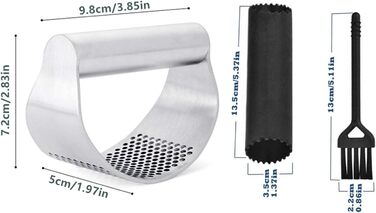 Прес для часнику та імбиру з нержавіючої сталі 430, кухонний аксесуар-подрібнювач, прес для часнику та імбиру, силіконовий очищувач