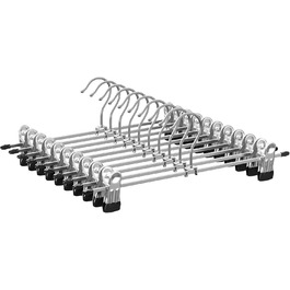 Набір вішалок для штанів SONGMICS (10 шт.), металеві, 31 см, з кліпсами, для штанів, спідниць, шкарпеток, міцні, срільно-чорного кольору