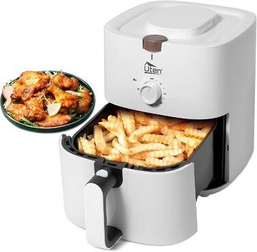 Фритюрниця без олії 4L, 1500W, для 2-6 осіб, з попереднім нагрівом та функцією підтримання тепла, 32 рецепти, білий колір