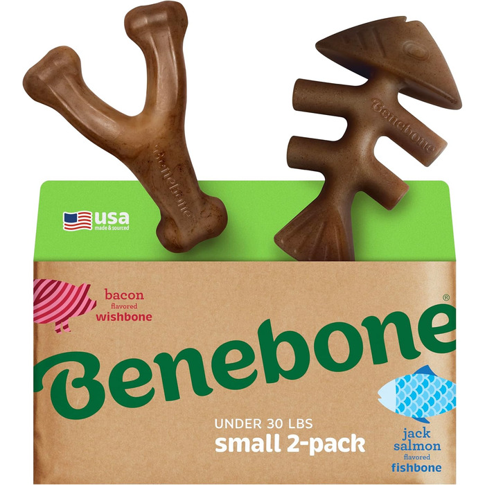Benebone набір іграшок для собак, міцні кістки та палички для агресивних гризунів, смак риби, для малих порід