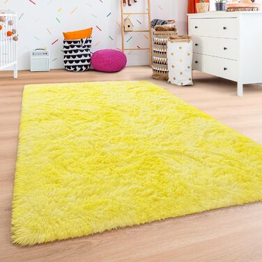 Килим Andecor Shag 5x8 футів жовтий, пухнастий, для вітальні, спальні, дитячої, м'який плюшевий, для дому та декору