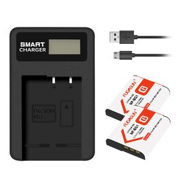 Акумулятор NP-BG1/NP-FG1 з зарядним пристроєм для Sony DSC-H10, H20, H50, H55, H70, H90, HX9V, HX10V, HX20V, HX30V, T20, T100, W90, W100, W120, W130, W150, W170, W200, W210, W215, W220, W230, W270, W290, W300 (2 шт.)