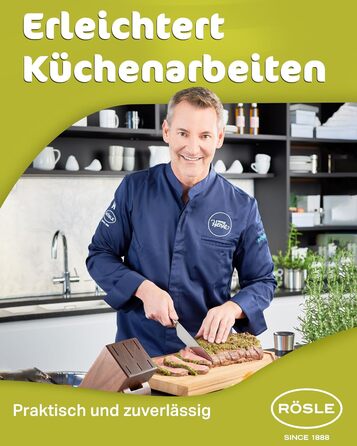 Набір кухонних ножів Rösle Cuisine Passion 7 предметів: дерев'яний блок з бамбука, 5 ножів з нержавіючої сталі, кухонні ножиці, захист пальців