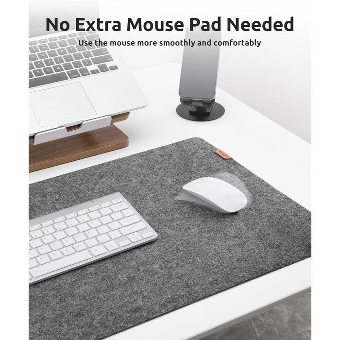 Підкладка на стіл YSAGi з фетру 90x40 см, антиковзка, для миші та клавіатури, офіс/домашній офіс, темно-сіра
