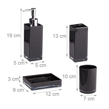 Relaxdays Bathroom Accessories Set, 4-piece