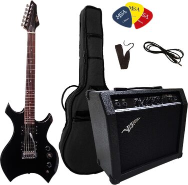 Набір електрогітари Heavy Metal - чорний, підсилювач 45W, сумка, ремінь, 3 медіатори, тюнер, 2 хамбакери