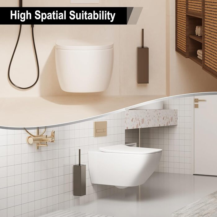 Настінна щітка для унітазу BVL з тримачем, без свердління, з силіконовими насадками (білий матовий)