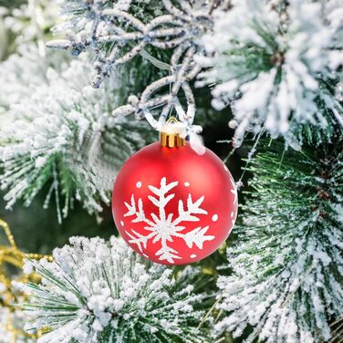 Набір прикрас на ялинку 44 шт: блакитні та срібні кулі різних розмірів (6см та 3см) для ялинки, внутрішнє та зовнішнє використання, декор для ялинки (червоний/зелений)