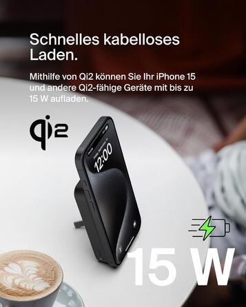 Power Bank Belkin BoostCharge Pro 10000mAh з Qi2, MagSafe, вбудований стійка, чорний, для iPhone 17, Air, 16, 15, 14, Pixel та інші