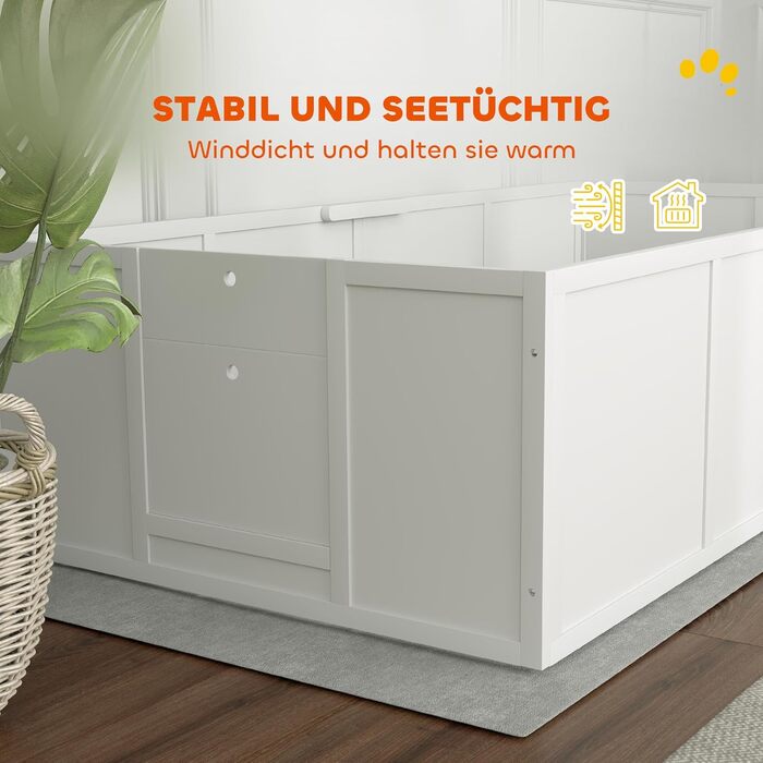 Кія для цуценят PawHut: вольєр-забіг для собак з регульованою дверцятами, білий, 196x96x48 см