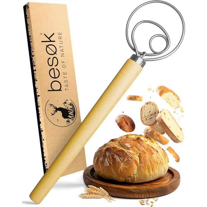 Гранітний м'ясорубка з пестиком з натурального граніту, дерев'яною ложкою, щіткою для чищення, рецептами песто та стійкою з дуба – 350 мл, з дуже довгим пестиком (датський віночок)