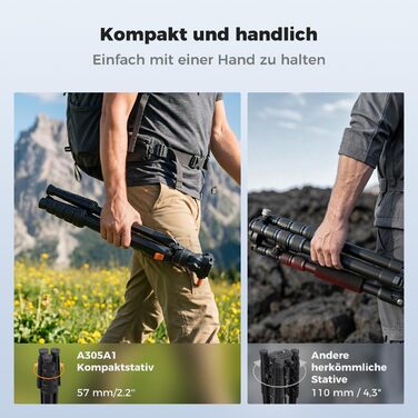 Алюмінієвий штатив для камери та смартфона K&F Concept з гідравлічною головою, висота 162 см, навантаження до 10 кг, дорожній трипод для планшета та телефону