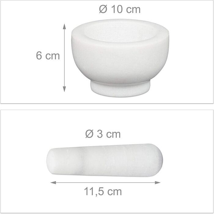 Морська гарма Relaxdays з ступкою, біла, 10 см, 120 мл - для спецій та трав