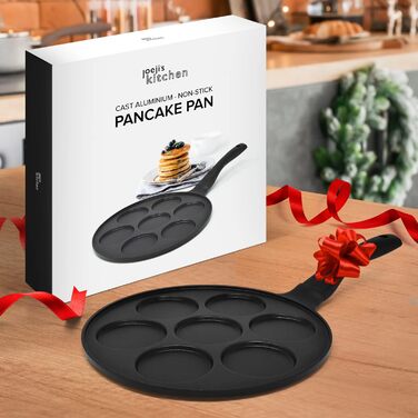 Млинцева сковорода Joeji's Kitchen на 7 млинців, антипригарна, алюмінієва, 26,5 см, для індукції, універсальна для панкейків, яєць та млинців