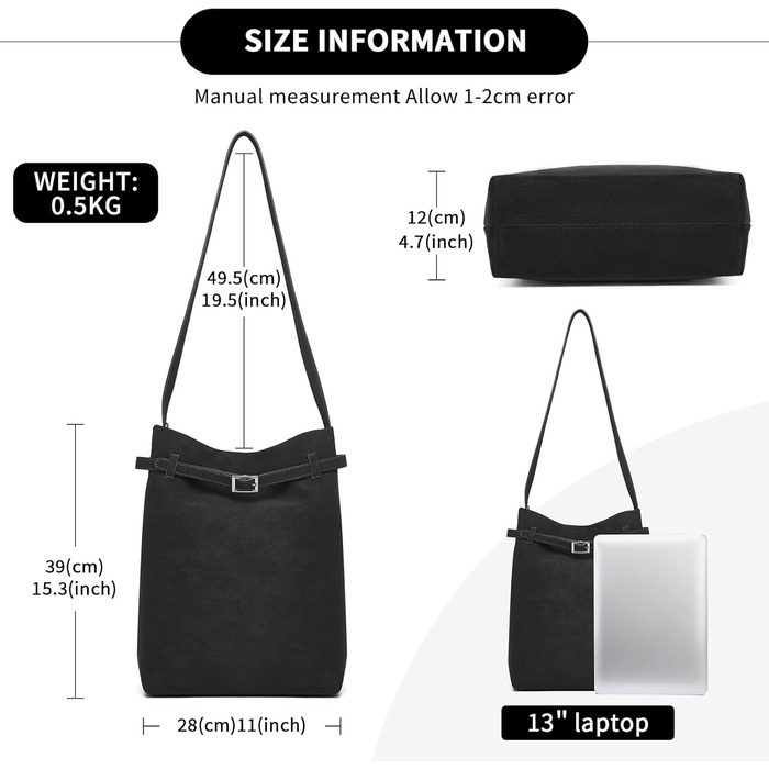 Сумка жіноча Miss Lulu велика шопер Tote Bag з м'якої PU шкіри, чорна (2-в-1)