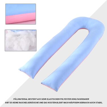 Подушка для вагітних Caliyo 2 шт. U-подібної форми, подушка для сну на боці з чохлом, подушка для годування, велика вагітна подушка, подушка для комфорту (Сірий, Кристал велюр) U-подібний двочастинний набір (U-подібна форма, Рожево-блакитний)