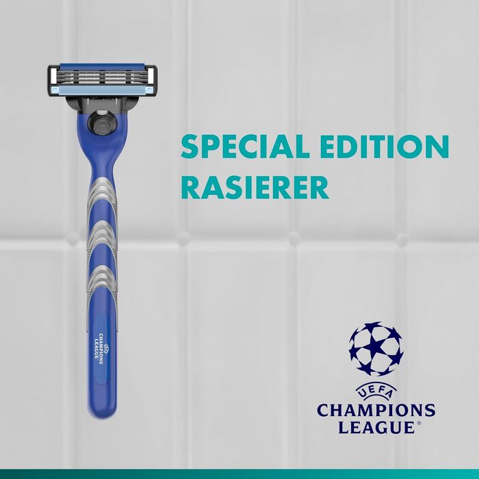 Бритва Gillette Mach 3 Standard для чоловіків, металевий корпус, синій/сірий, набір: станок + 12 змінних касет