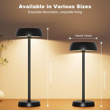 Світлодіодна настільна лампа бездротова з регулюванням яскравості, сенсорним керуванням, 4 режими освітлення, акумуляторна, для спальні, домашнього офісу, кемпінгу - 1 шт.