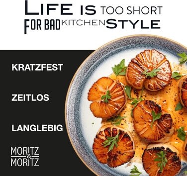 Moritz & Moritz TARENTO 24-Piece Dinnerware Set, 6 People, Blue - Elegant Plate Set made of high-quality stoneware - Dinnerware set consisting of 6 dinner plates, 6 dessert plates, 6 soup plates, and 6 cups