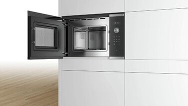 Вбудована мікрохвильова піч Bosch BFL524MS0 Serie 6, 38x60 см, 800 Вт, LED-дисплей, нержавіюча сталь