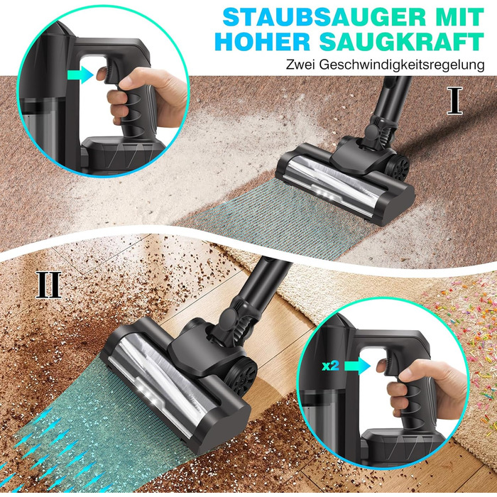 Бездротовий акумуляторний пилосос з антизаплутаною насадкою, фільтрація 99,999%, для будь-яких поверхонь, сірий колір, 2 акумулятори
