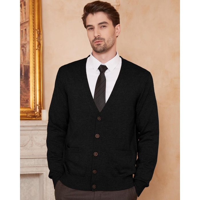 Чоловічий кардиган Kallspin з вовняної суміші, чорний, XL