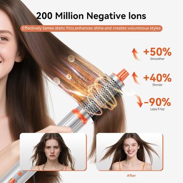 Air Styler Hair Stylers Airbrush 5-в-1: мультистайлер, фен-щітка, 800W, для об'єму, локонів, випрямлення та сушіння волосся (срібний)