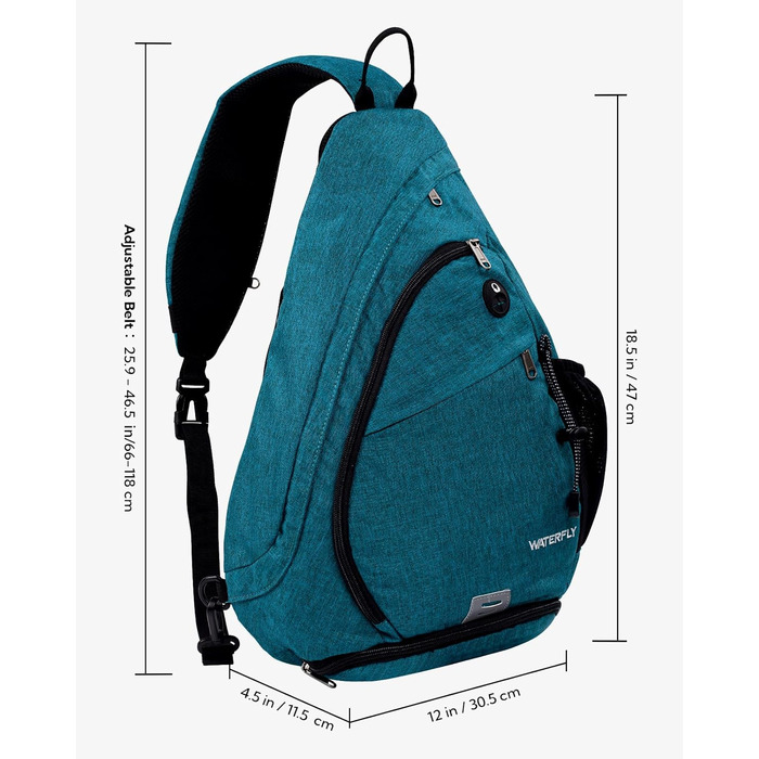 Сумка через плече Waterfly - спортивна, для туризму, велопоходів, подорожей (Pfauenblau)