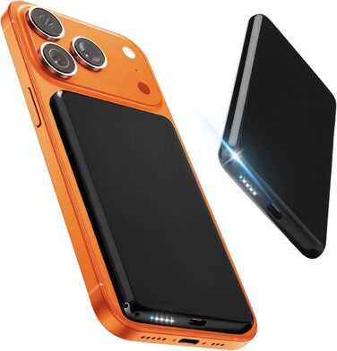 Power Bank MagSafe 5000mAh з підтримкою PD 20W та QC 3.0 - Білий/Чорний. Швидка зарядка, USB-C, для iPhone 17/16/15/14/13