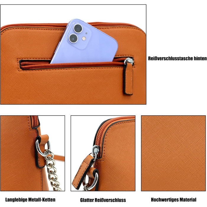 Сумка TANTOMI жіноча через плече: елегантна крос-боді сумка-клатч з ланцюжком, коричнева