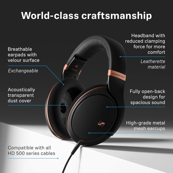 Навушники Sennheiser HD 505 Over-Ear дротові, студійні для музики, геймінгу, аудіофілів, студентів, подорожей - Copper Edition