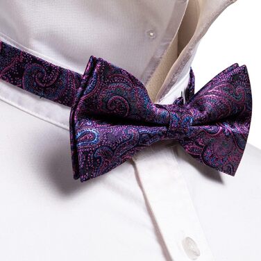 Метелик чоловічий Barry.Wang Paisley шовковий, з нагрудною хустинкою та запонками для весілля та урочистих подій, світло-ліловий