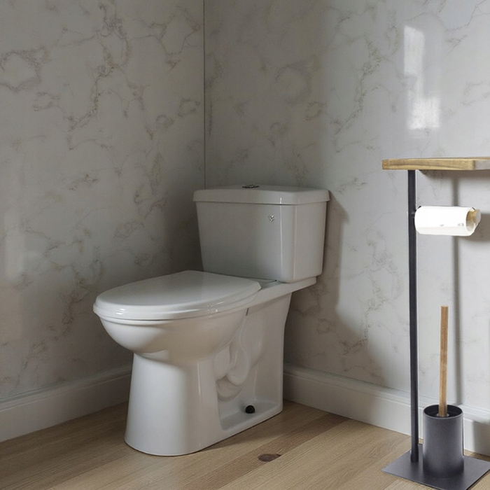 Підлоговий ергономічний йоржик для унітаза з тримачем для паперу, матовий чорний метал