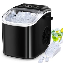 Машина для приготування кубиків льоду Ice Maker - чорна, 2L, з LED-дисплеєм та совком, для дому та бару