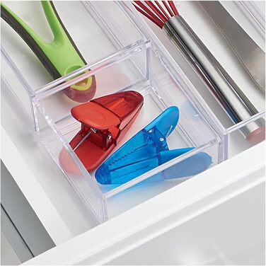 iDesign Drawer Storage Box for Bathroom or Kitchen, Very Small Drawer Organizer in BPA-Free Plastic, Stackable Makeup Storage for Cosmetics, Transparent