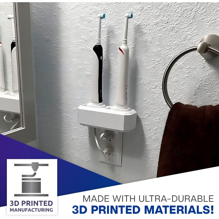 Electric Toothbrush Holder, Wall Mount, Oral-B, 2 Chargers, GFCI/Decora Single Standard Vertical