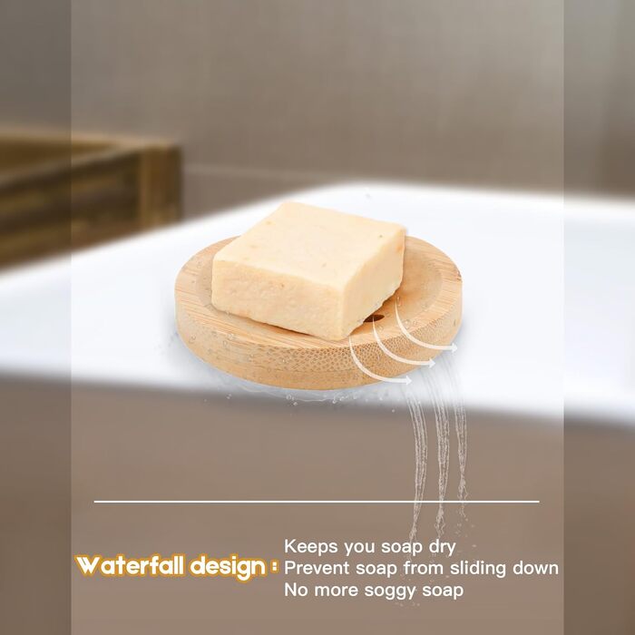 Набір мильниць з бамбука (4 шт.) для душу та ванни. Круглі дерев'яні підставки для мила, шампуню та кондиціонера. Самостійно висувні, підходять для кухні та ванної кімнати.