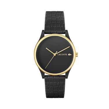 Годинник Lacoste Crocodelle Quartz для жінок з силіконовим ремінцем (чорний)