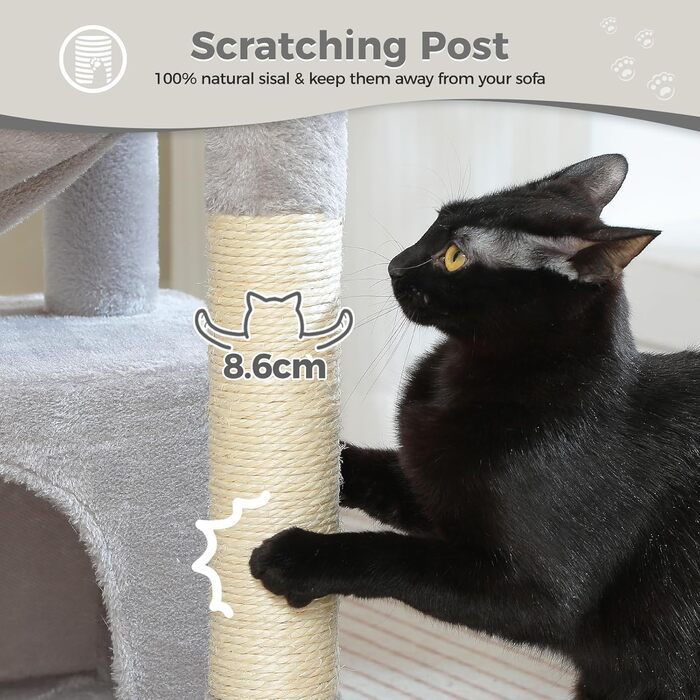 PAWZ Road: Дерево для котів з гамаком та когтеточкою, 83 см, зелено-сірий