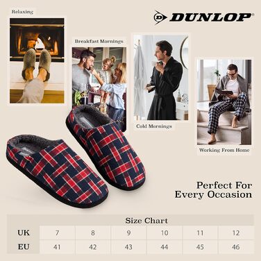 Тапочки чоловічі Dunlop з підкладкою, антиковзкі, з Memory Foam, 44 EU, темно-синій, бордовий