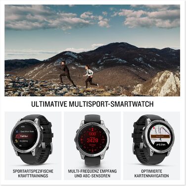 Garmin fēnix 8 – Мультиспортивний смарт-годинник, 1.3' AMOLED дисплей, до 10 днів роботи від акумулятора, 80+ спортивних/зовнішніх додатків, топографічні карти, ЕКГ, телефонні дзвінки, музика, ліхтарик (fenix E, 47 мм, нержавіюча сталь/чорний)
