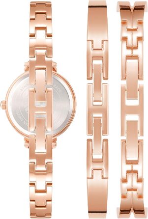 Жіночий набір годинників Anne Klein з кристалами та браслетами, Rose Gold/Gunmetal Grey, преміум-якість