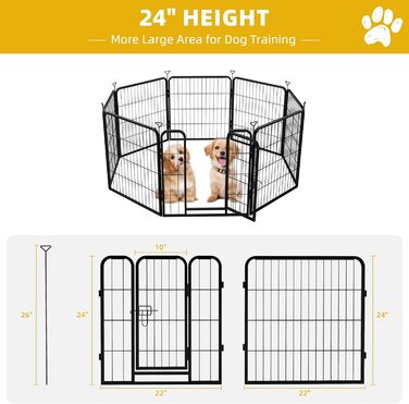 Клітка для собак на вулицю, загін для тварин, вольєр для цуценят, 61x6 панелей, чорний